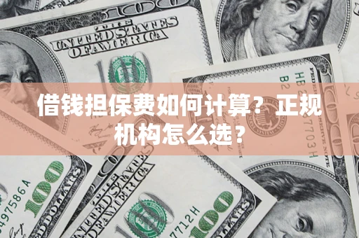 武汉借钱担保费如何计算？正规机构怎么选？