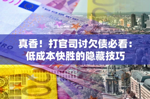 武汉真香！打官司讨欠债必看：低成本快胜的隐藏技巧